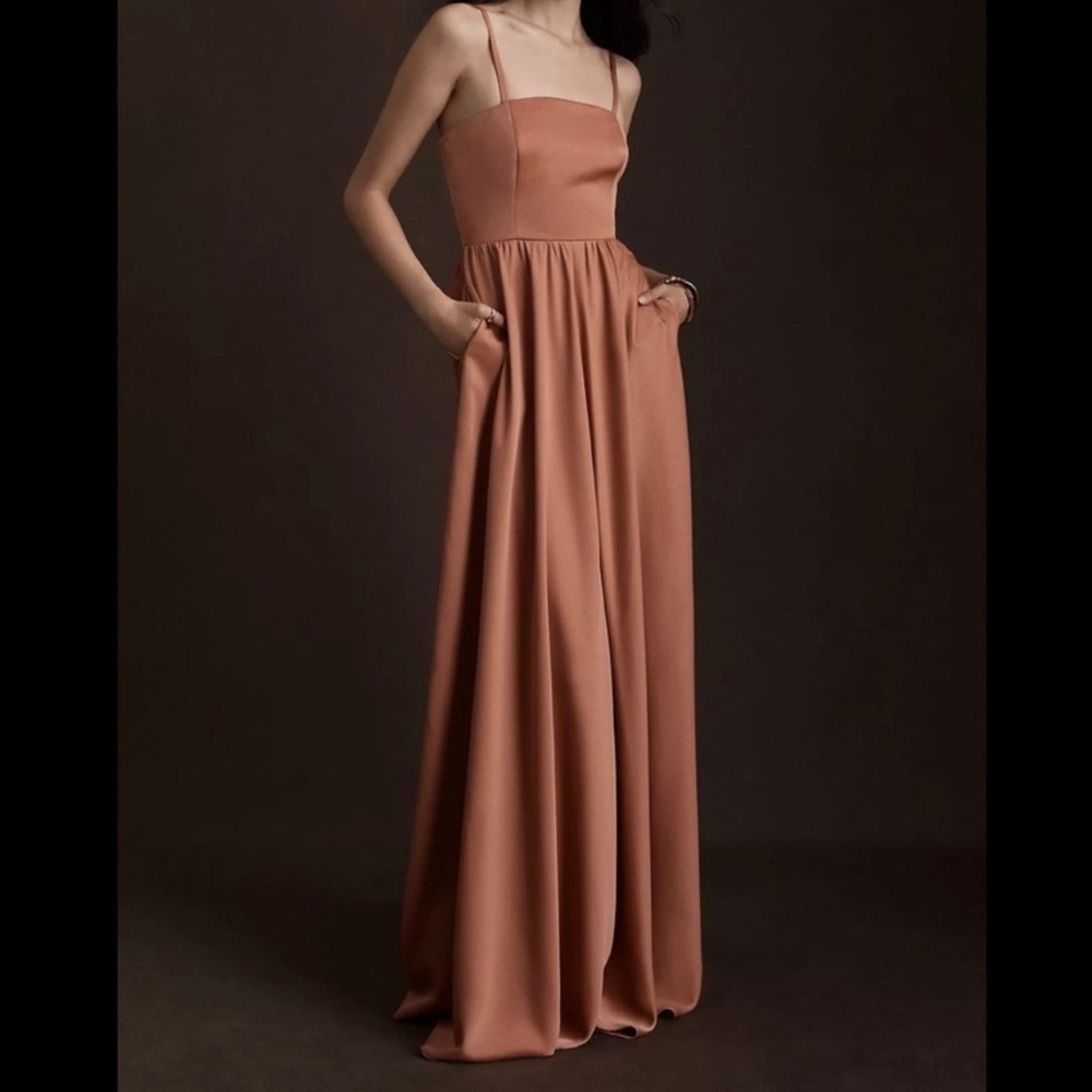 BHLDN ELSIE STRAIGHT-NECK SATIN A-LINE GOWN